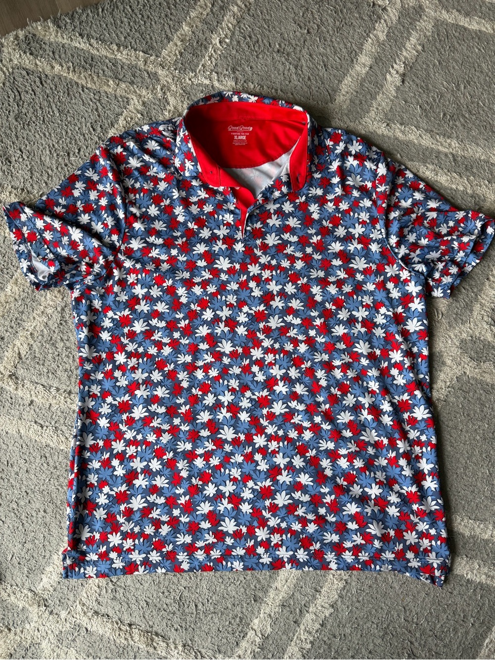 Short Game Men's Red & Blue Floral Polo